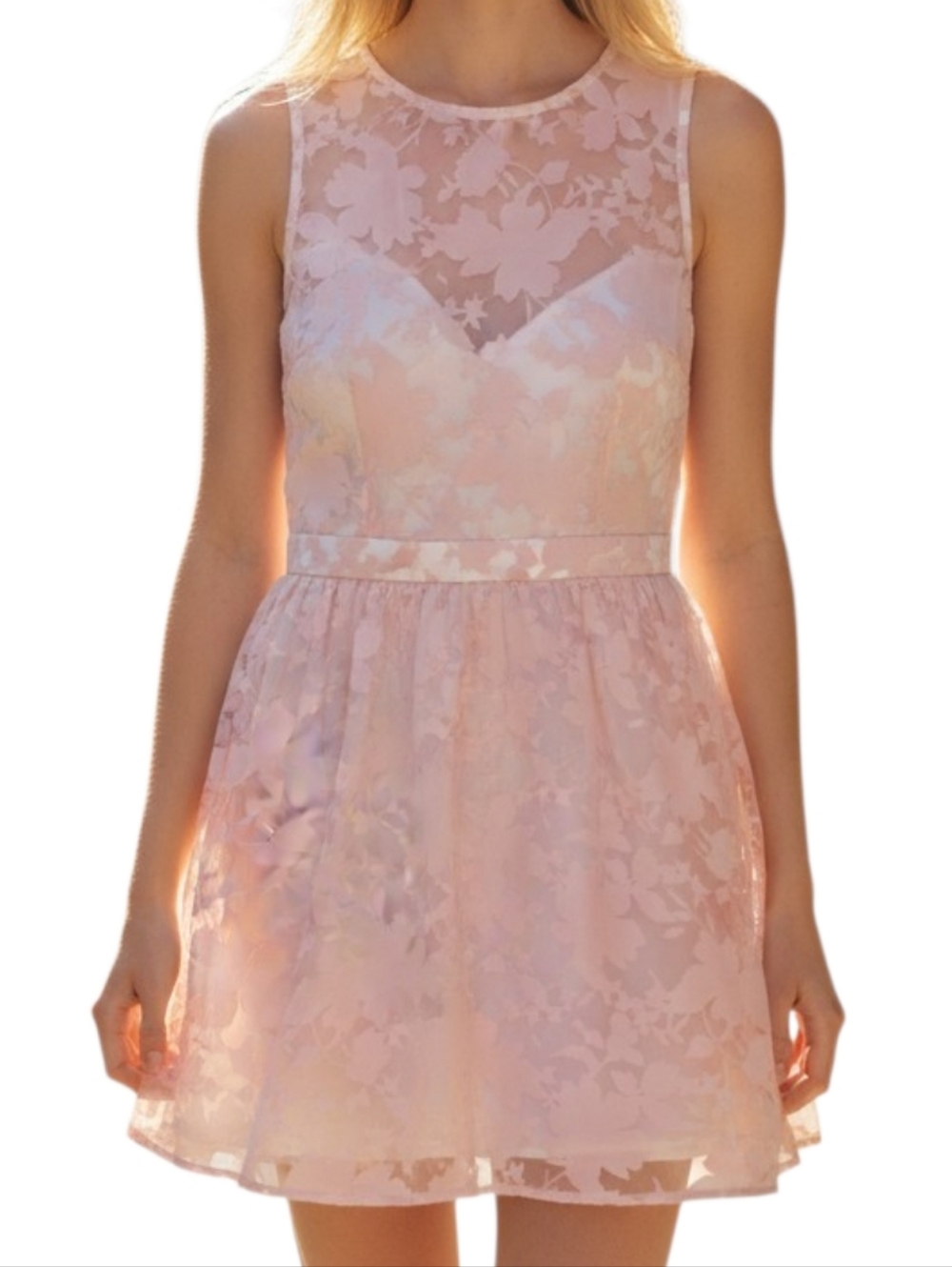 Minuet Petite Sleeveless Blush Pink Floral Mini Dress